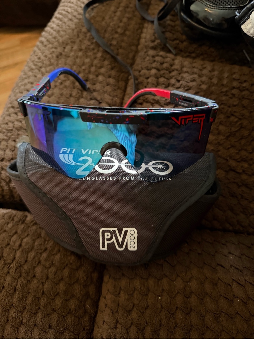 Pit Viper 2000 Sunglasses - Blue Mirror Lens with Red & Blue Arms